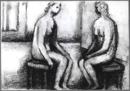 Two Seated Nudes in an Interior