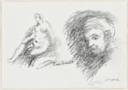 Seated Figure and Head of Man after Rembrandt