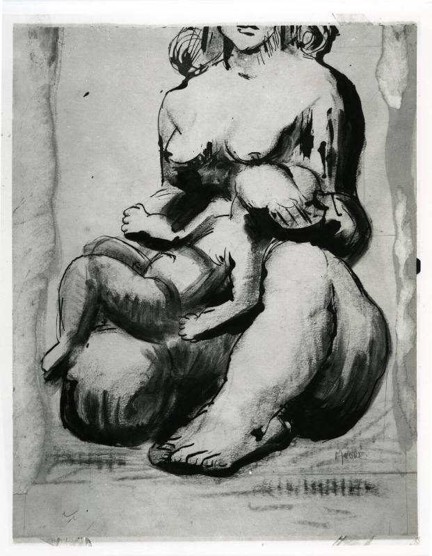 Drawing for Sculpture: Mother and Child