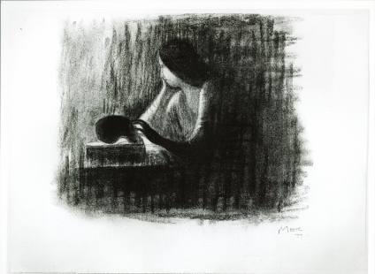 Woman Contemplating Skull (after Georges de la Tour)