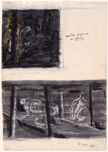Study for 'Coalminer with Pick' and 'Miners Working'