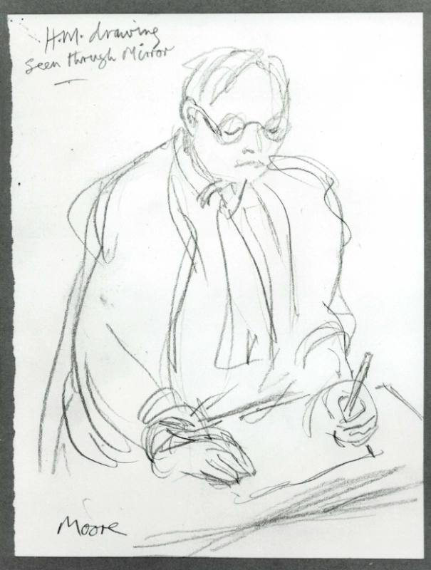The Artist Drawing, Seen through a Mirror